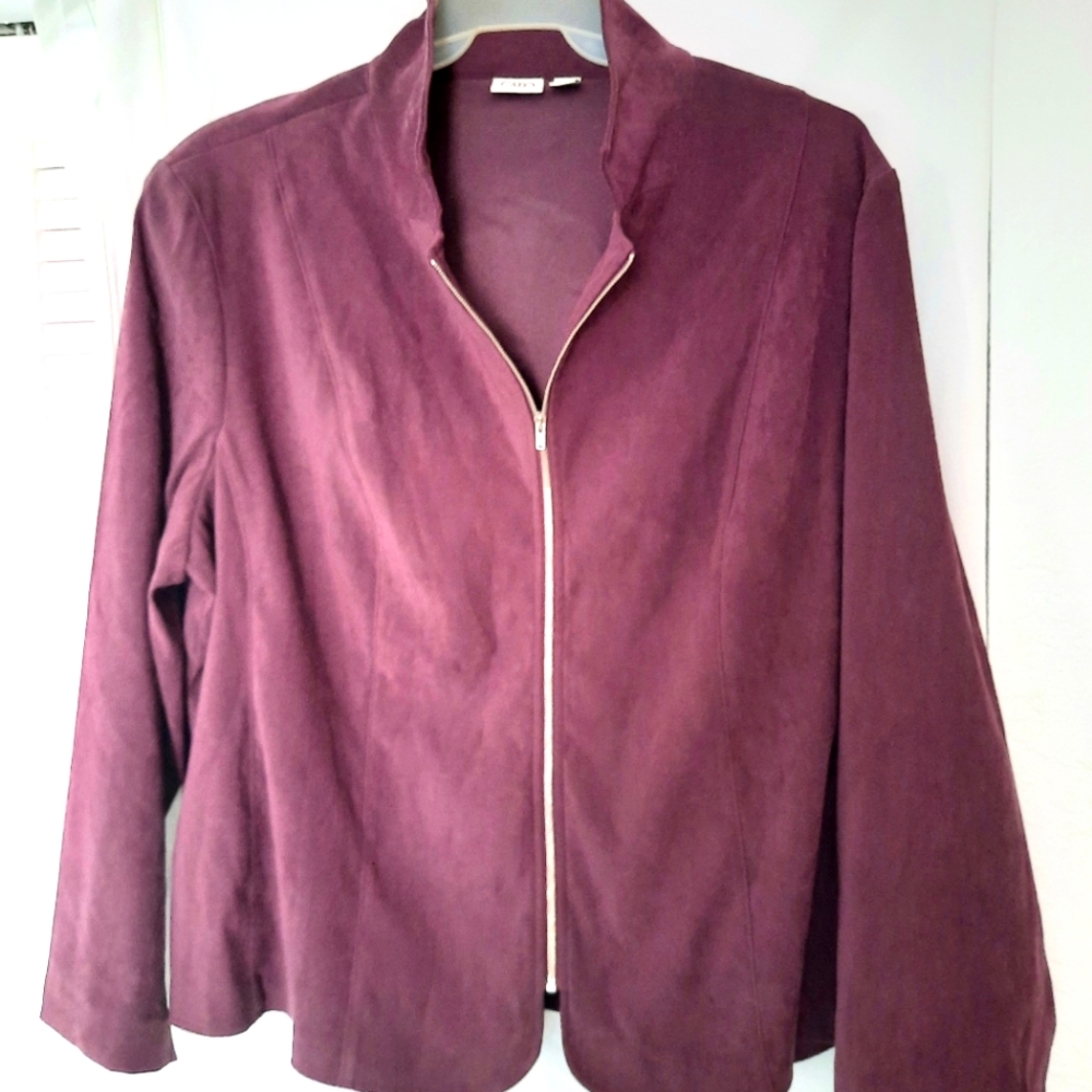Cato Women's Jacket Coat Purple Zip Up Stretch Collared Plus Size 24 W